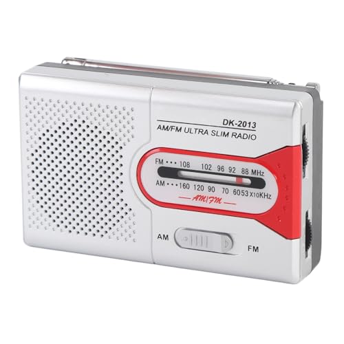 Tragbares AM -FM -Radio - Batteriebetriebenes Pocket -Radio mit Kopfhörerbuchse und Lautsprecher, Einfache Steuerelemente, Pocket Transistor RadioFor Home, Outdoor, ältere (Silberrot) von Bewinner