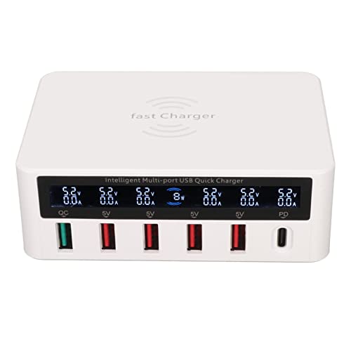 USB-Ladegerät, 100 W 6-Port-USB-Ladestation, Kabelloses, Intelligentes Schnellladen, Multi-Port-USB-Hub-Ladegerät mit LED-Anzeige, Multi-Port-USB-Hub-Ladegerät für das Heimbüro von Bewinner