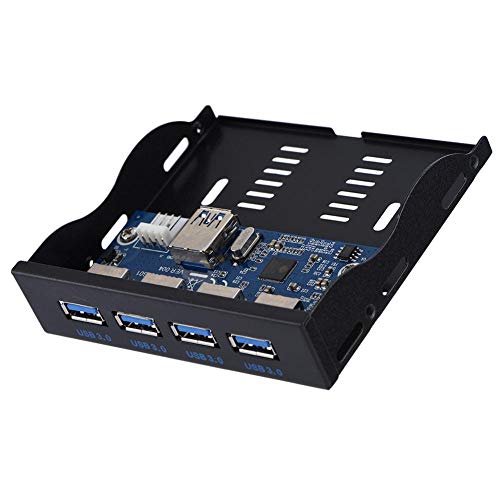USB3.0 Floppy Frontblende 4-Port Frontblende für 3,5 Zoll Floppy-Schacht 19-polig auf 4 Ports USB3.0 HUB Erweiterungskartenadapter Anschluss Funktioniert mit Mainboard oder Riser Karte von Bewinner