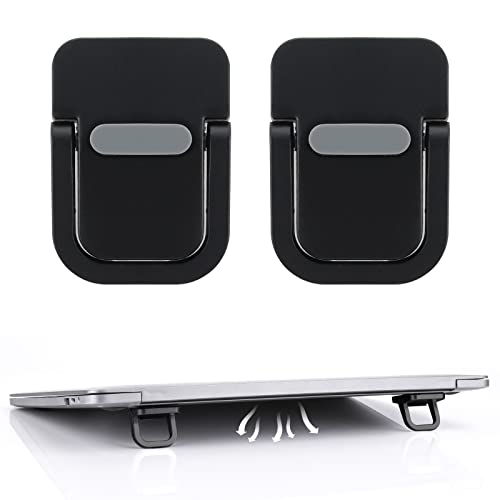 Bewudy 2PCS Portable Keyboard Riser, Selbstklebende Mini-Laptop-Ständer Unsichtbarer Computer-Tastatur-Ständer für Schreibtisch, Faltbare Laptop-Füße mit Anti-Rutsch-Silikon (Schwarz) von Bewudy