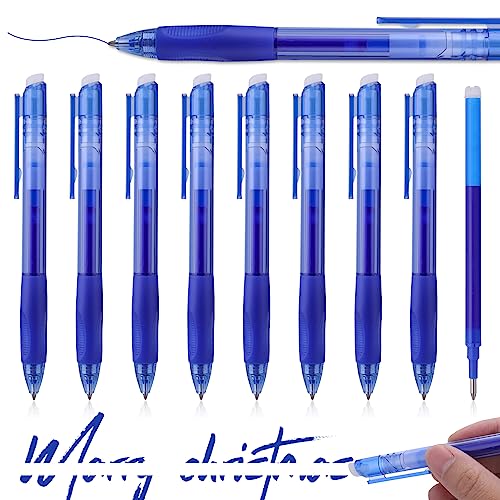 Bewudy 8pcs Radierbarer Kugelschreiber, Tintenroller Radierbar einziehbar löschbare Kugelschreiber 0,5 mm Kugelschreiber Radierbar Kugelschreiber zum Radieren mit Thermosensitiver Tinte (Blau) von Bewudy