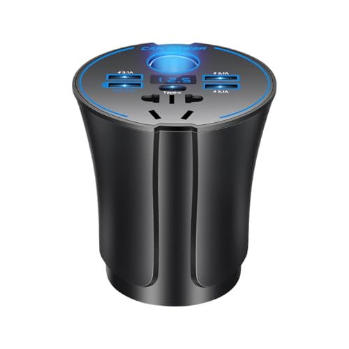 Bexdug Auto Wechselrichter,Wechselrichter mit Schnellladefunktion Auto-Adapter - Stromwandler 12V/24V Zu 230V Sichere Multifunktions-Autozubehör Für Laptops Camping Roadtrips Und Reisezubehör von Bexdug