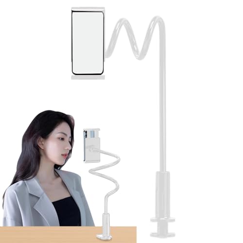 Bexdug Betttelefonständer, Handyhalter für Bett,Nachteile des Telefonhalters Schwanenhals - Overhead 360-Grad-Rotation Einstellbarer Clip mit Nicht rutschfestem Freisetzungs-Design-Klemme für die von Bexdug