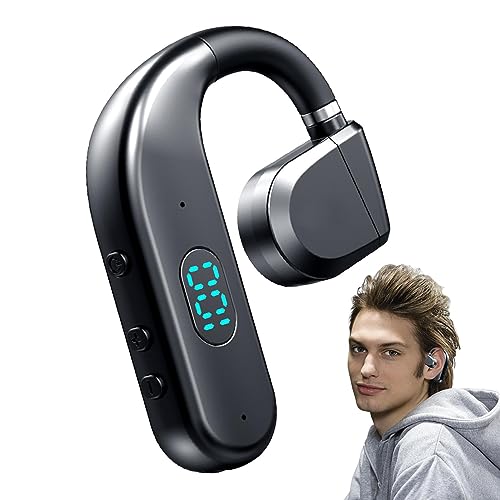 Bexdug Einohriges kabelloses Headset | Drahtloser Open-Ear-Workout-Kopfhörer | 5,3 LED-Display, schweißresistent, Freisprech-HiFi-Sound-Sport-Kopfhörer für Business, Radfahren, Autofahren von Bexdug