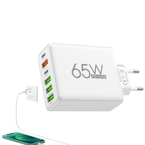 Bexdug Ladegerätblock mit Mehreren Anschlüssen,USB-Ladeblock mit Mehreren Anschlüssen | 6-Port-Ladeadapter | 4 USB- und 2 Typ-C-Anschlüsse, 65-W-Anschluss-Ladeadapter, Wandladegerät, Ladestation Bexdug Ladegerätblock mit Mehreren Anschlüssen,USB-Ladeblock mit Mehreren Anschlüssen | 6-Port-Ladeadapter | 4 USB- und 2 Typ-C-Anschlüsse, 65-W-Anschluss-Ladeadapter, Wandladegerät, Ladestation von Bexdug