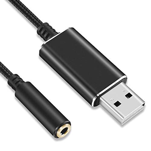 Bexdug USB-auf-Audio-Buchse, USB-auf-Audio-Adapter 3,5 mm auf USB, Externe Stereo-Soundkarte für Headset/Mikrofon/Laptop/PC von Bexdug
