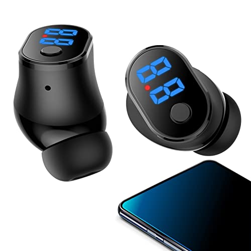 Bexdug Ultra-Mini-Wireless-Kopfhörer - Unsichtbares Mini-Ohrhörer-Headset - Digitalanzeige Bass Boost in Ohrhörern Kleine Gehörgänge, 21 Stunden Lange Batterie von Bexdug