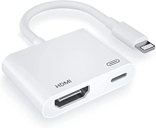 Beyeah Lightning auf HDMI Adapter, Kein Strombedarf 1080P Bildschirmkonverter mit Lightning Ladeanschluss, iPhone auf HDMI Adapter kompatibel mit iOS Geräten für Projektor/Monitor/TV von Beyeah