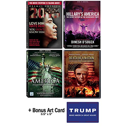 Dinesh D'Souza Complete Documentary DVD Collection (Obama's America 2016 / America - Imagine The World Without Her / Hillary's America / Death Of A Nation) + Bonus Trump Art Card von Beyeah
