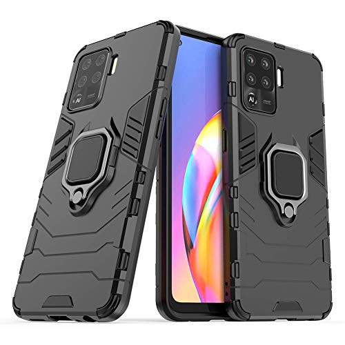 BeyondTop Hülle Rugged Armor für Oppo A94 Handyhülle Rückseite mit 360 Grad Ring Kickstand Stoßfest und Kratzfeste Schutzhülle für Oppo A94-Schwarz von BeyondTop