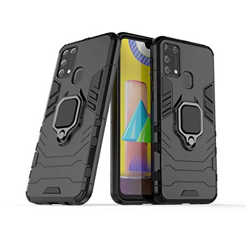 BeyondTop Hülle Rugged Armor für Samsung Galaxy M31/Galaxy M21 Handyhülle Rückseite mit 360 Grad Ring Kickstand Stoßfest und Kratzfeste Schutzhülle für Samsung Galaxy M31/Galaxy M21-Schwarz von BeyondTop