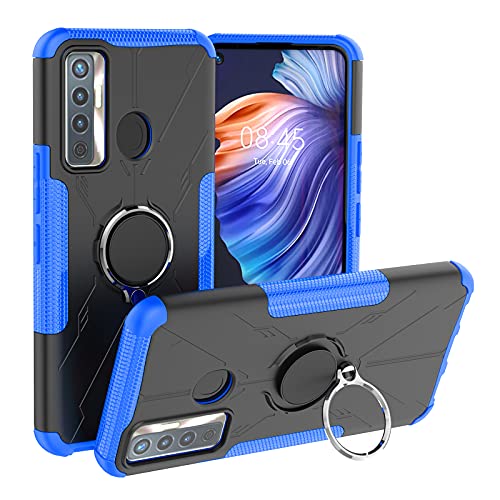 BeyondTop Hülle Rugged Armor für Tecno Camon 17, Armor Stoßfest 360 Grad Ring Halter Handyhülle Magnet Slim Silikon Schutzhülle für Tecno Camon 17-Blau von BeyondTop