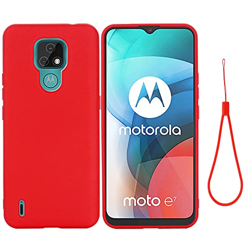 BeyondTop Hülle für Motorola Moto E7 2020 Hülle, Ultra Dünn Hochwertiges flüssiges Silikon Case, rutschfeste Schale, Handyhülle für Motorola Moto E7 2020 Stoßfeste Hülle (Rot) von BeyondTop