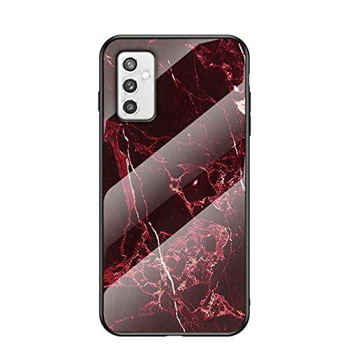 BeyondTop Hülle für Samsung Galaxy M52 5G Hülle Marmor Gehärtetem Glas & Silikon Rand Hybrid Hardcase Stoßfest Kratzfest Handyhülle Dünn Case Handyhülle für Samsung Galaxy M52 5G (Rot) von BeyondTop