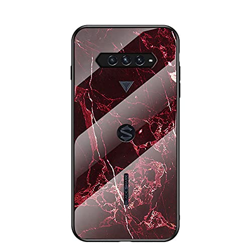 BeyondTop Hülle für Xiaomi Black Shark 4 Hülle Marmor Gehärtetem Glas & Silikon Rand Hybrid Hardcase Stoßfest Kratzfest Handyhülle Dünn Case Handyhülle für Xiaomi Black Shark 4 (Rot) von BeyondTop