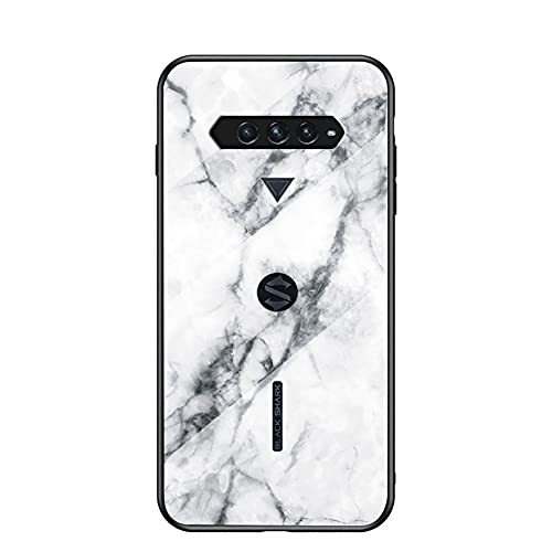BeyondTop Hülle für Xiaomi Black Shark 4 Hülle Marmor Gehärtetem Glas & Silikon Rand Hybrid Hardcase Stoßfest Kratzfest Handyhülle Dünn Case Handyhülle für Xiaomi Black Shark 4 (Weiß) von BeyondTop