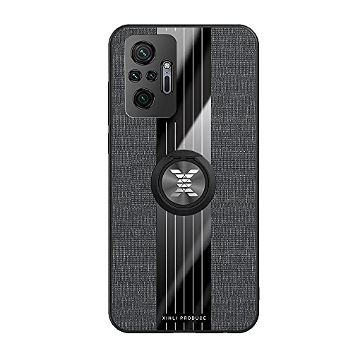 BeyondTop Hülle für Xiaomi Redmi Note 10 Pro Hülle Ultradünne Dermatoglyphenhülle, Magnetring [Ständer] Mit 360 Umdrehung-Schwarz von BeyondTop