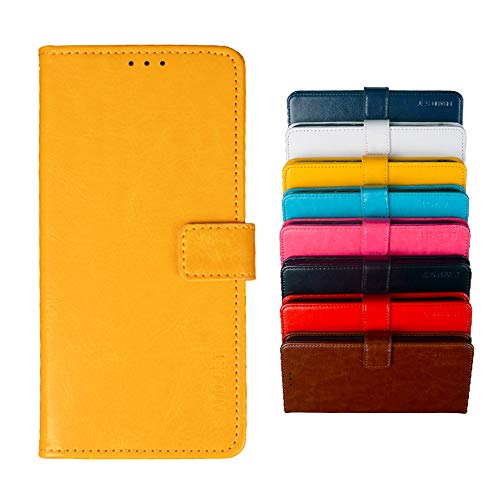 BeyondTop Hülle für Xiaomi Redmi Note 9 PU Leder Brieftasche Case mit Stand Funktion und Magnetisch Schnalle Flip Handyhülle für Xiaomi Redmi Note 9-Gelb von BeyondTop