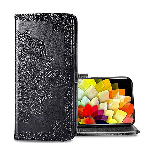 BeyondTop Schutzhülle für Doogee N30 Hülle, PU+TPU Leder Wallet Tasche Cover, Brieftasche Case mit Stand FunktionUltra Slim Card Slot Hülle für Doogee N30 (Schwarz) von BeyondTop