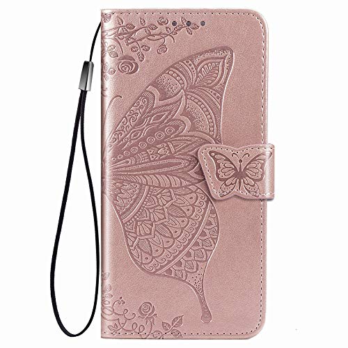 BeyondTop Schutzhülle für Xiaomi Mi 10T Lite 5G Hülle, PU+TPU Leder Wallet Tasche Cover, Brieftasche Case mit Stand FunktionUltra Slim Card Slot Hülle für Xiaomi Mi 10T Lite 5G (Roségold) von BeyondTop