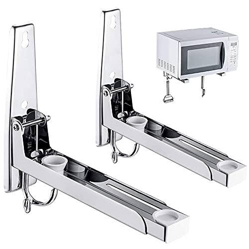 2 Stück Mikrowellenhalterung Wand Aus Edelstahl,Universal Mikrowellen Halterung,Mikrowellenhalterung Mit Schieberille,Mit 2 Haken,Faltbare Mikrowelle Ständer Halter,Für Mikrowelle,Backofen (Mit Haken) 2 Stück Mikrowellenhalterung Wand Aus Edelstahl,Universal Mikrowellen Halterung,Mikrowellenhalterung Mit Schieberille,Mit 2 Haken,Faltbare Mikrowelle Ständer Halter,Für Mikrowelle,Backofen (Mit Haken) von Bhina
