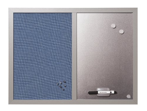 Bi-Office 600 x 450 mm Perle Rahmen Bluebell Combi Stoff/magnetische Pinnwand, silber Trocken abwischbar von Bi-Office