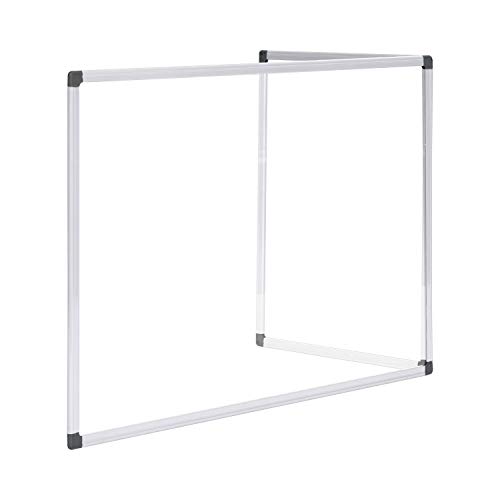 Bi-Office Duo Glastafel, Trennwand, Spritzschutz Glas, zwei Tafeln, Winkel der zweiten Tafel beliebig enstellbar, mit silbernem Aluminiumrahmen, 90 x 60 cm (1 Tafel) und 45 x 60 cm (2 Tafeln) von Bi-Office