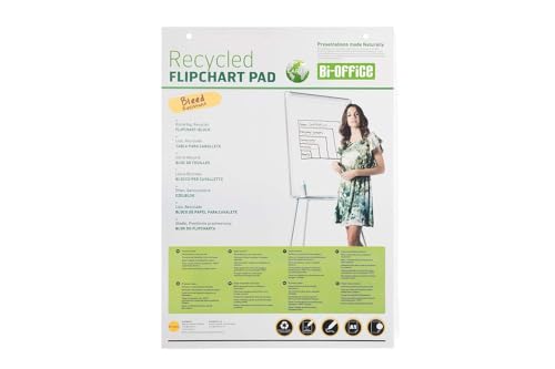 Bi-Office Earth Flipchartblock aus Recyclingpapier, A1, Blanko, 40 Blättern, 55 g/m², 5 Flipchartblöcke von Bi-Office