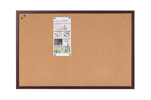 Bi-Office Earth - Korktafel mit Executive MDF Rahmen, Kirschen, Umweltfreundliche Pinnwand mit Naturkorkschicht, 90 x 60 cm von Bi-Office