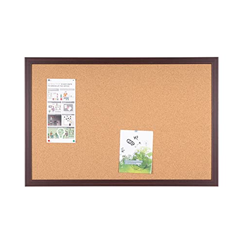 Bi-Office Earth - Korktafel mit Prime MDF Rahmen, Kirschen, Umweltfreundliche Pinnwand mit Naturkorkschicht, 120 x 90 cm von Bi-Office