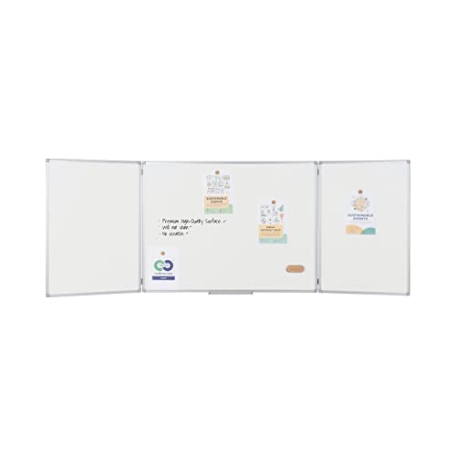 Bi-Office Earth Trio - Whiteboard Klapptafel mit 3 Weißwandtafeln, Magnetisch Emaillierte Oberflächen, 120 x 90/240 x 90 cm von Bi-Office