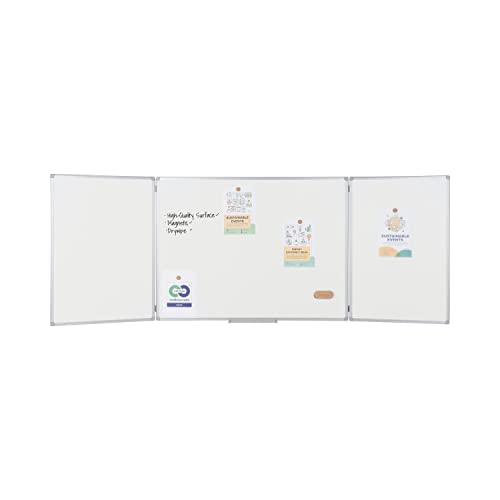 Bi-Office Earth Trio - Whiteboard Klapptafel mit 3 Weißwandtafeln, Magnetisch Oberflächen, 120 x 90/240 x 90 cm von Bi-Office