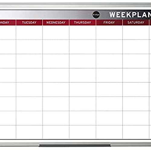 Bi-Office Earth - Umweltfreundliches Planungstafel "Week Planner", 90 x 60 cm, Magnetischer Wochenplaner mit Aluminiumrahmen, Trocken Abwischbar Wochenkalender von Bi-Office