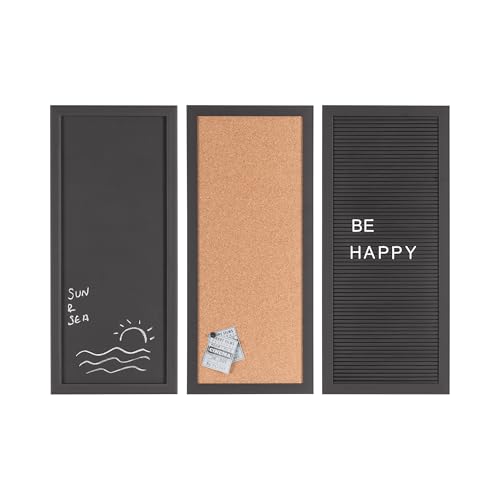 Bi-Office Essentials Set aus 3 Tafeln, 20 x 45 cm, Kreidetafel, Buchstabentafel und Korktafel, Schwarzer Rahmen Bi-Office Essentials Set aus 3 Tafeln, 20 x 45 cm, Kreidetafel, Buchstabentafel und Korktafel, Schwarzer Rahmen von Bi-Office
