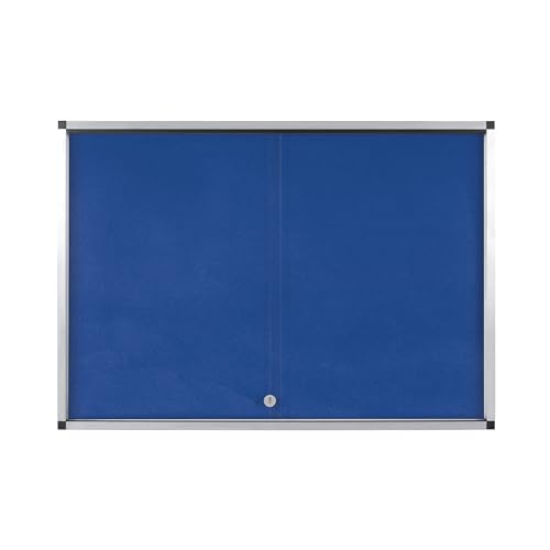 Bi-Office Exhibit Extra Pinnbare Schaukasten, 12xA4, Oberfläche in Blauem Filz, Glastür, Aluminiumrahmen von Bi-Office