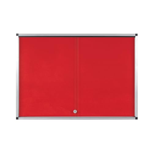 Bi-Office Exhibit Extra Pinnbare Schaukasten, 12xA4, Oberfläche in Rote Filz, Glastür, Aluminiumrahmen von Bi-Office