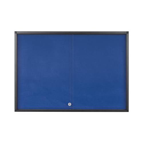 Bi-Office Exhibit Extra Pinnbare Schaukasten, 6xA4, Oberfläche in Blauem Filz, Glastür, Aluminiumrahmen Farbe Anthrazit von Bi-Office
