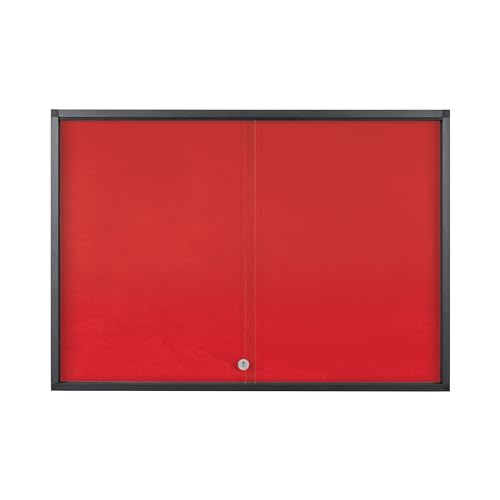 Bi-Office Exhibit Extra Pinnbare Schaukasten, 6xA4, Oberfläche in Rote Filz, Glastür, Aluminiumrahmen Farbe Anthrazit von Bi-Office