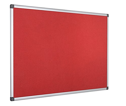 Bi-Office Filztafel Maya, Mit Aluminiumrahmen, Rote Filzoberfläche, Zum Gebrauch Mit Pinnnadeln, Pinnwand, 120 x 90 cm von Bi-Office