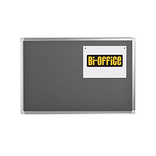 Bi-Office Filztafel New Generation, Pinnwand mit Aluminiumrahmen, 90 x 60 cm, Grau von Bi-Office