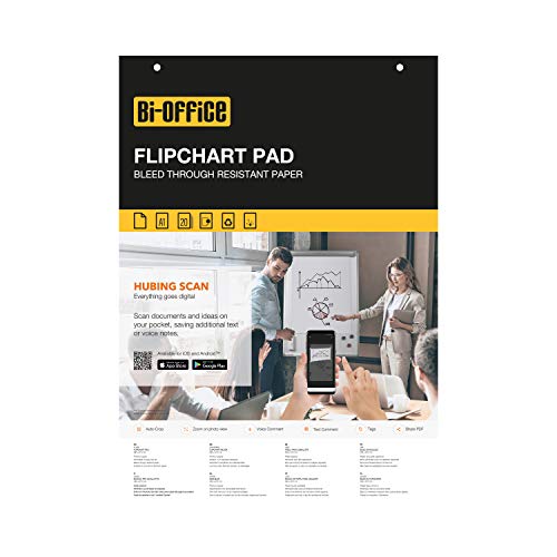 Bi-Office Flipchartblock A1, Blanko, 20 Blättern, 80 g/m² Papier, 5 Flipchartblöcke von Bi-Office