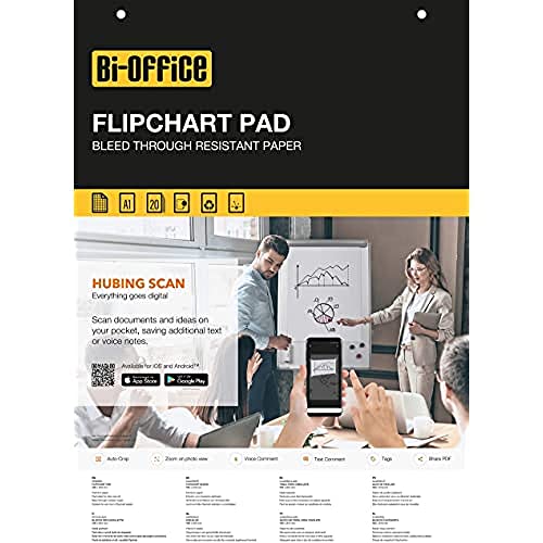 Bi-Office - Flipchartblock A1, Kariert, 20 Blättern, 55 g/m² Papier, 5 Flipchartblöcke von Bi-Office