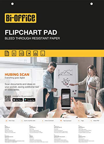 Bi-Office - Flipchartblock A1, Kariert, 40 Blättern, 55 g/m² Papier, 5 Flipchartblöcke von Bi-Office