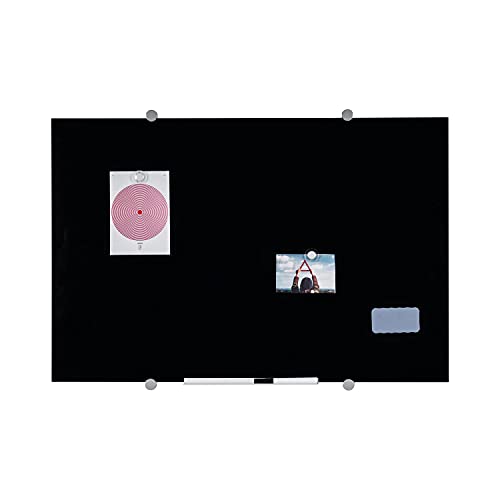 Bi-Office Flow Magnettafel aus Glas, trocken abwischbar, Farbe Schwarz, 90 x 60 cm von Bi-Office