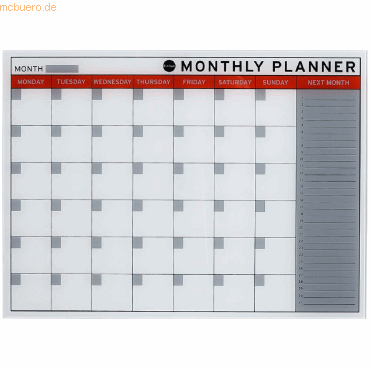 Bi-Office Glasboard 'Month Planner' 78x48cm von Bi-Office