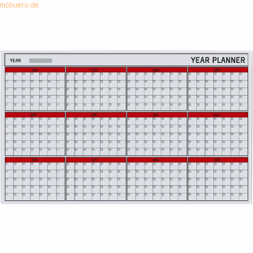 Bi-Office Glasboard 'Year Planner' mit 12 Monaten 78x48cm von Bi-Office