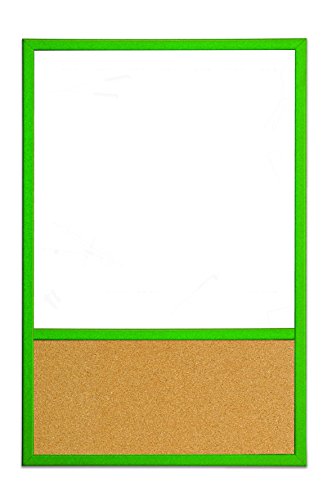 Bi-Office Kombitafel, Pinnwand und Whiteboard, Korktafel mit Lackierter Stahl Oberfläche, Grünem MDF Rahmen, 60 x 40 cm von Bi-Office