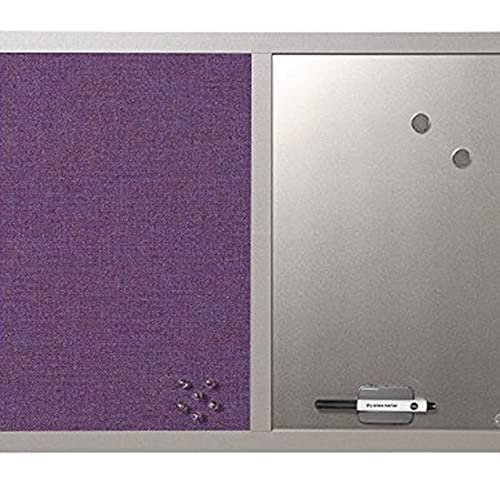 Bi-Office Kombitafel Lavander, Pinnwand und Whiteboard, Violett Textiloberfläche und Silber Magnetisch, Perlenfarben MDF Rahmen 22 mm dicker, 60 x 45 cm von Bi-Office