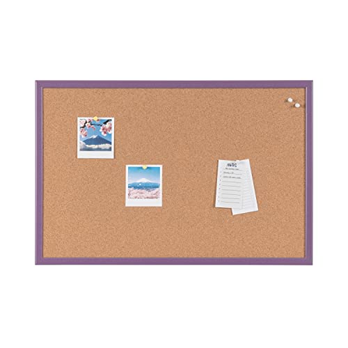 Bi-Office Kork Pinnwand, Korktafel mit Violettem MDF Rahmen, 60 x 40 cm von Bi-Office