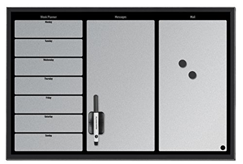 Bi-Office MM03308169 - Wochenplaner mit Notizfeld, MDF Rahmen lackierter Stahl, 60 x 40 cm großer, schwarz/silber von Bi-Office